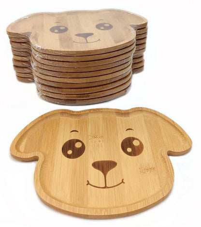 JB Home Collection 4572, Bamboo Cat Shape Food Plate for Snacks Appetizer Fruit Vegetable | Food Platter | Picnic Kitchen Party | Eco-Friendly Plates, 7"x6.5", Cat Face, 1 Pack