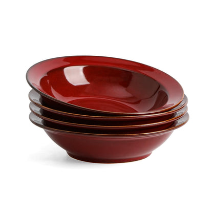 vicrays Wide Rim Soup Bowls - 27oz Ceramic Pasta Plates Bowl Set of 4 for Gumbo Salad Spaghetti Dipping Bread Dishes Home Restaurant Use - Microwave Dishwasher Oven Safe - Blue