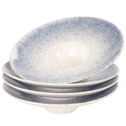 Soup Bowls, Soup Plates, 5.1 oz, Porcelain Pasta Bowl Set of 4, Wide edge Shallow Bowl Plates, Rimmed Bowls with Rim, Best choice for high-end restaurants and foodies,Royal blue 9.8 Inch