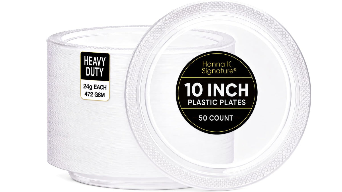 Silver Solid Color Premium Heavy Weight Plastic Dinner Plate (9") 50 Count - Premium Plastic, Elegant & Durable, Perfect for Events