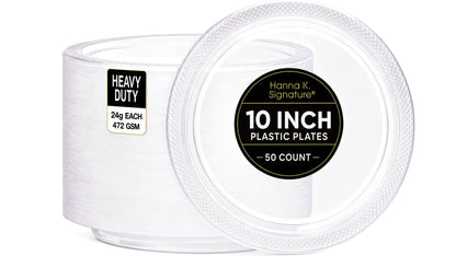 Silver Solid Color Premium Heavy Weight Plastic Dinner Plate (9") 50 Count - Premium Plastic, Elegant & Durable, Perfect for Events
