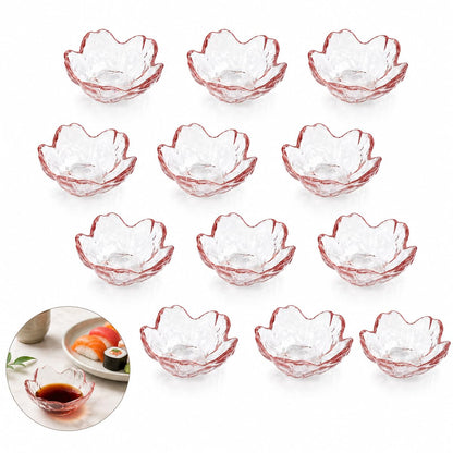12 Clear Glass Sakura Dipping Bowls, 3.4-Inch Soy Sauce Dishes