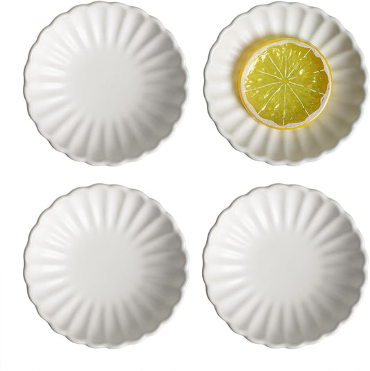 Gaolinci 3.5 Inches Flower Shape Ceramic Side Dishes, 4 Pcs Dipping Saucers