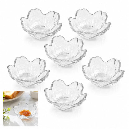 12 Clear Glass Sakura Dipping Bowls, 3.4-Inch Soy Sauce Dishes