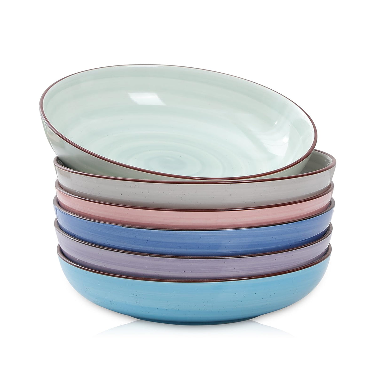 Selamica Ceramic Pasta Bowls Set 34 OZ, Large Salad Bowl 8.6 Inch Deep Plates for Pasta Soup, Microwave & Dishwasher Safe, Set of 6, Gradient Blue
