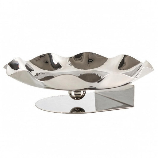 Baoblaze Industrial Tray Stainless Steel Fruit Serving Dish Appetizer Plate with Elevated Base and Shallow Bowl for Fresh Fruits Snacks At Gatherings Suitable for Office Breakroom Cafe