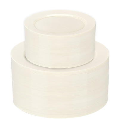 I00000 102 Pcs Silver Plastic Plates, Premium Silver Disposable Plates