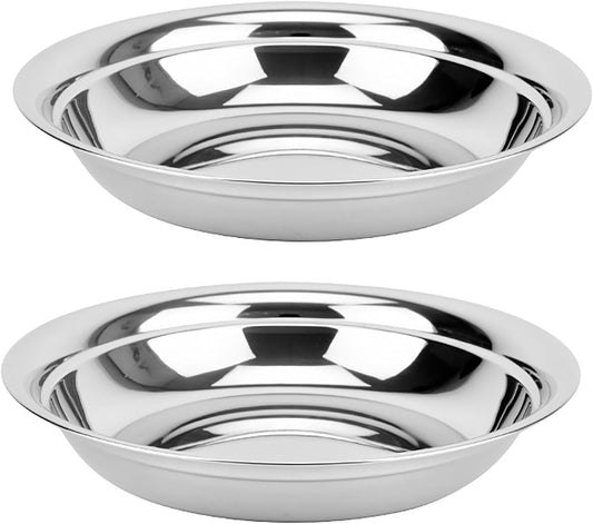 2 Pack Thicked Soup Bowel, 6.3 Inch Stainless Steel Seasoning Bowel for Serving Plates of Soup, Appetizer, Seasoning, Saucers, Sushi, Rice at Home, Party, Restaurants and Outdoors (16cm)