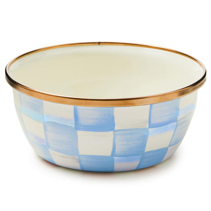 MACKENZIE-CHILDS Enamel Pinch Bowl, Small Bowl for Cooking Ingredients, 1.5-Cup Capacity, Wild Rose Slate
