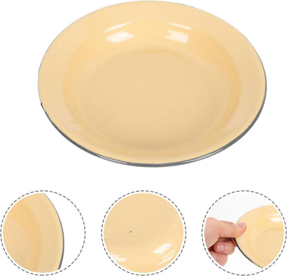 Kichvoe Enamel Plates 5.51 Inch Enamelware Fruit Shallow Plate Dessert Plate Pastry Entertaining Tray 4 Pack Serving Dish for Family Gatherings Afternoon Tea Restaurants Cafes Homes