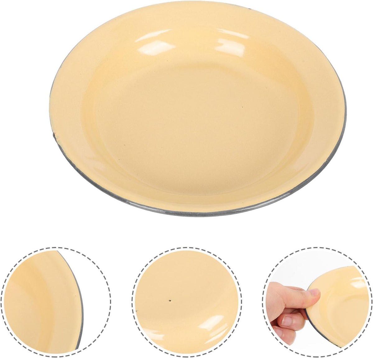 Kichvoe Enamel Plates 5.51 Inch Enamelware Fruit Shallow Plate Dessert Plate Pastry Entertaining Tray 4 Pack Serving Dish for Family Gatherings Afternoon Tea Restaurants Cafes Homes