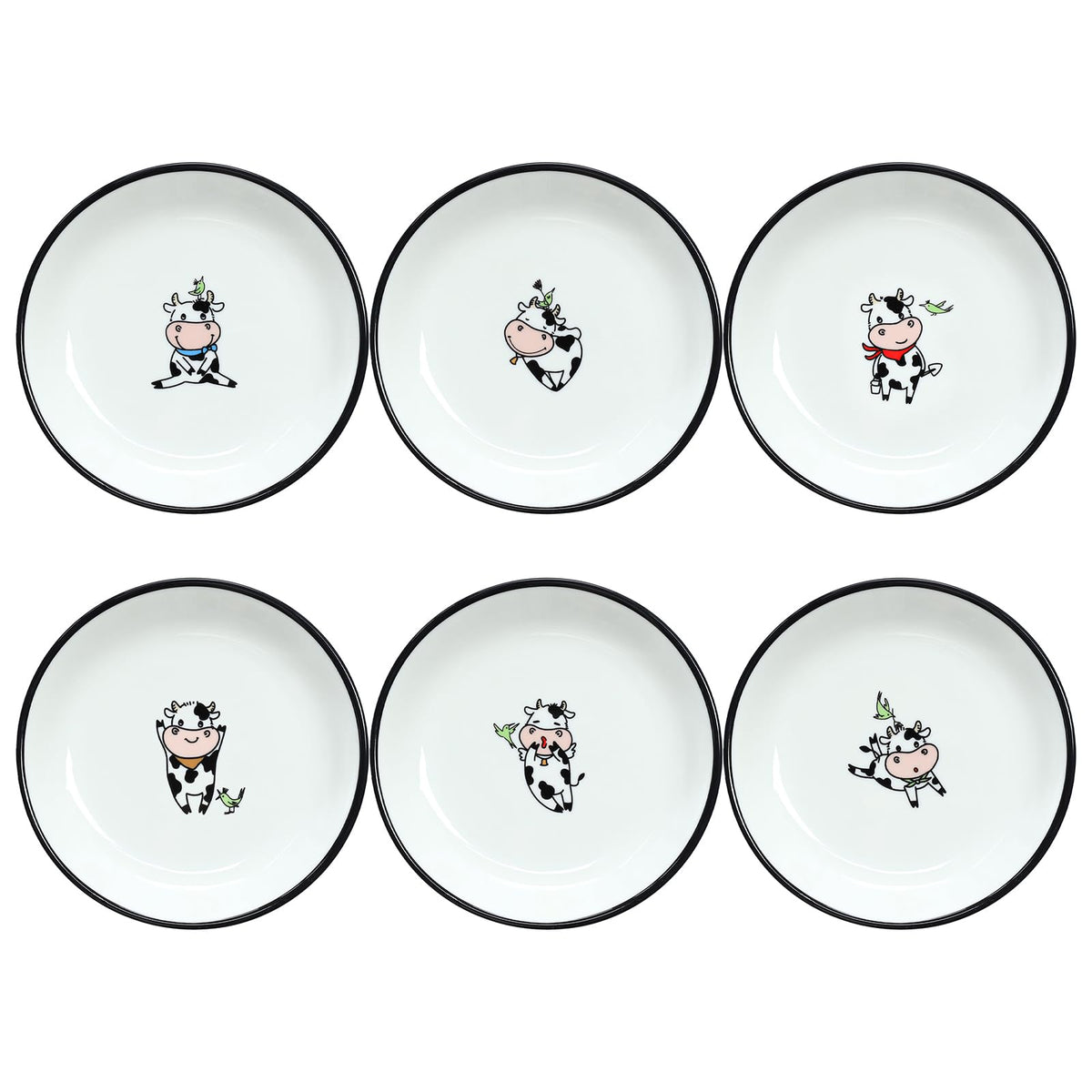 Funny Fidgety Chef Cat Pattern Ceramic Sauce Dishes, Seasoning Dishes, Sushi Soy Dipping Bowls, Appetizer Plates, Dessert Plates, Bird Feeding Bowls, Set of 6 - 5 Inch