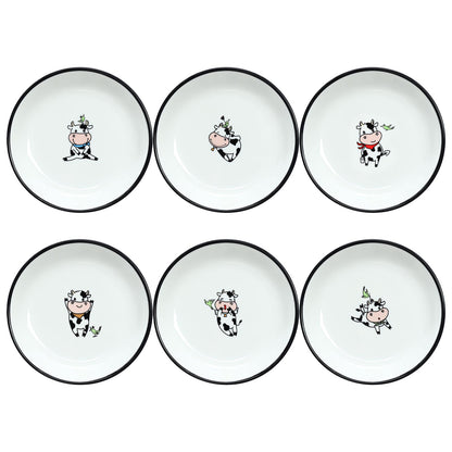 Funny Fidgety Chef Cat Pattern Ceramic Sauce Dishes, Seasoning Dishes, Sushi Soy Dipping Bowls, Appetizer Plates, Dessert Plates, Bird Feeding Bowls, Set of 6 - 5 Inch