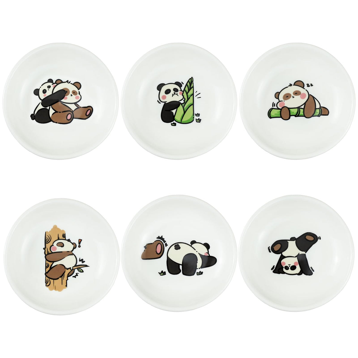 SOCOSY Super Cute Cartoon Animal Ceramic Sauce Dishes, Seasoning Dishes, Little Cat Dog Bird Feeding Bowls, Sushi Soy Dipping Bowls, Appetizer Plates, Dessert Plates, Set of 6-Cats-5 Inch