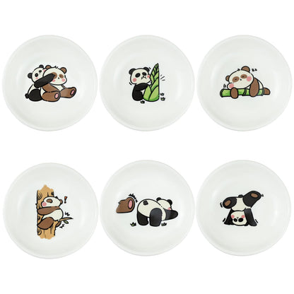 SOCOSY Super Cute Cartoon Animal Ceramic Sauce Dishes, Seasoning Dishes, Little Cat Dog Bird Feeding Bowls, Sushi Soy Dipping Bowls, Appetizer Plates, Dessert Plates, Set of 6-Cats-5 Inch