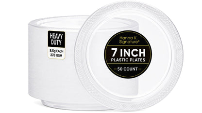 Silver Solid Color Premium Heavy Weight Plastic Dinner Plate (9") 50 Count - Premium Plastic, Elegant & Durable, Perfect for Events