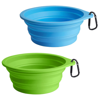 PetBonus 2-Pack Collapsible Dog Bowls, Portable Travel Dog Water Food Bowls