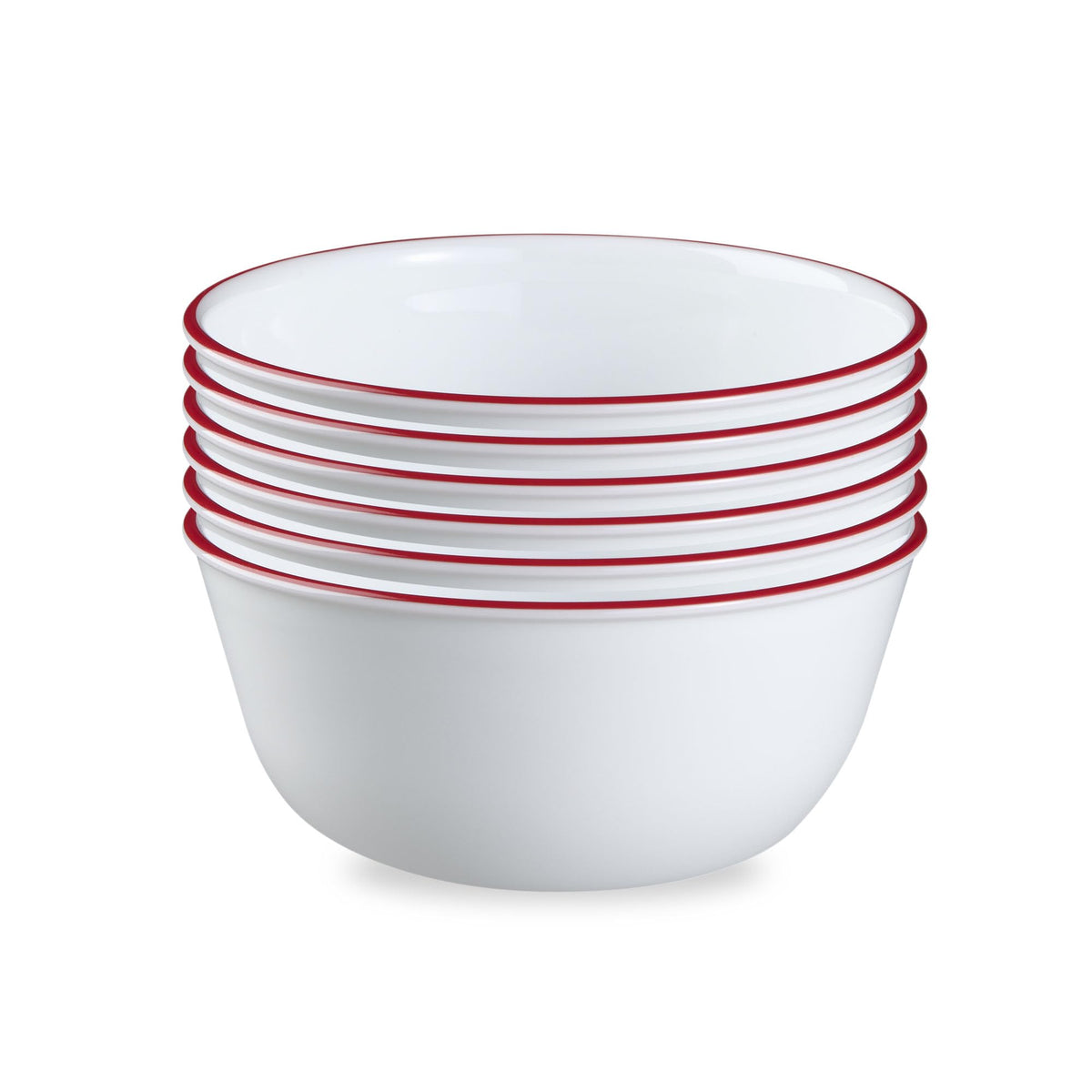 Corelle Vitrelle 6-Piece (22-Oz) Cereal Soup Bowls, Triple Layer Glass and Chip Resistant, Lightweight Square Dinnerware Bowl Set, Simple Lines