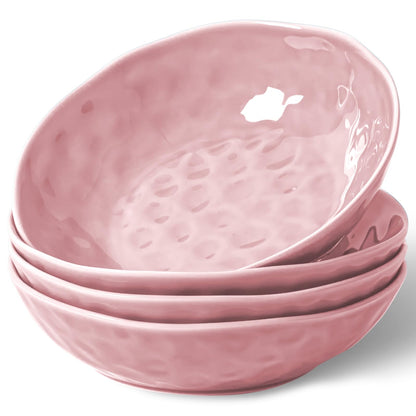 HOMBENE Sun-glitter Plate Bowls 42oz, Mint Glow Green Set of 4,Porcelain Wide and Shallow, Noodle Fruit, Dinner, Large Salad Bowls for Serving Soup Kitchen Dinnerware Sets