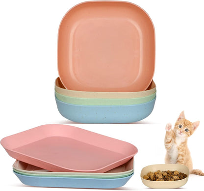 8 Pieces Cat Food Bowl Set, 6 inch Wide Shallow Cat Bowl for Relief Whisker Fatigue,Small Flat Cats Dish, Shallow Pet Feeding Dish or Plate for Kittens and Small Dogs