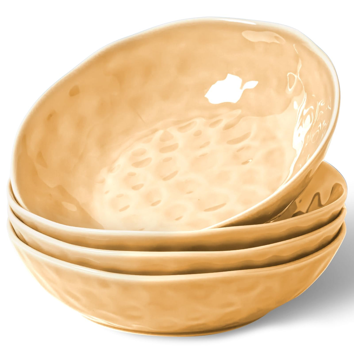 HOMBENE Sun-glitter Plate Bowls 42oz, Mint Glow Green Set of 4,Porcelain Wide and Shallow, Noodle Fruit, Dinner, Large Salad Bowls for Serving Soup Kitchen Dinnerware Sets