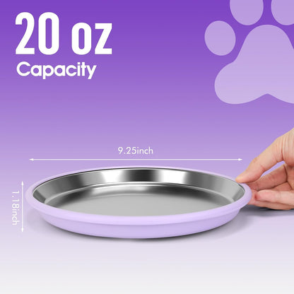 Yummy Sam 2 Pcs Whisker Fatigue Shallow Wide Cat Bowls Set, Purple Orange