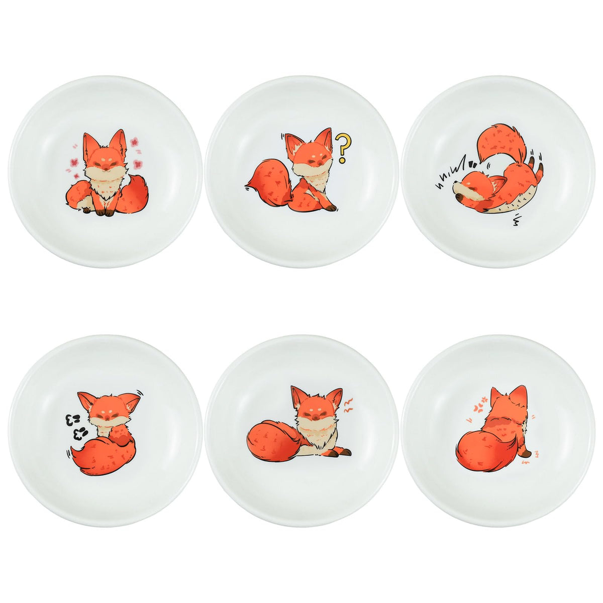SOCOSY Super Cute Cartoon Animal Ceramic Sauce Dishes, Seasoning Dishes, Little Cat Dog Bird Feeding Bowls, Sushi Soy Dipping Bowls, Appetizer Plates, Dessert Plates, Set of 6-Cats-5 Inch