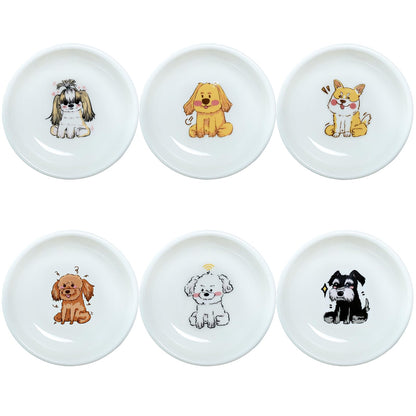 SOCOSY Super Cute Cartoon Animal Ceramic Sauce Dishes, Seasoning Dishes, Little Cat Dog Bird Feeding Bowls, Sushi Soy Dipping Bowls, Appetizer Plates, Dessert Plates, Set of 6-Cats-5 Inch