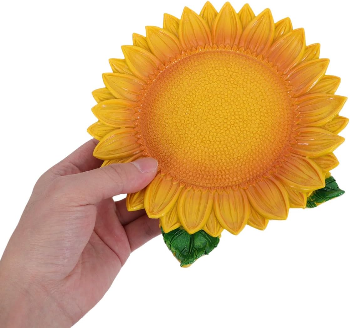 Sunflower Decorative Tray, 6.7 Inch Resin Dish, Yellow