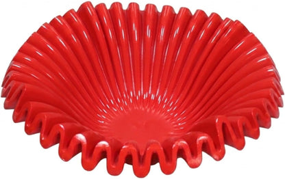 Resin Candy Tray Decorative Bowl Dish Platter With Shallow Wide Opening And Ribbed Sides Surface For Snacks Keys Or Jewelry suitable for dining table, Red, Small 27.5 27.5 10cm