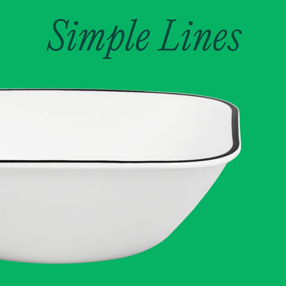 Corelle Vitrelle 6-Piece (22-Oz) Cereal Soup Bowls, Triple Layer Glass and Chip Resistant, Lightweight Square Dinnerware Bowl Set, Simple Lines