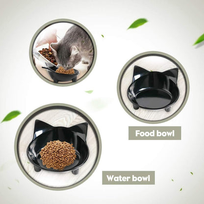 Cat Food Bowls Shallow Wide Non-Slip Whisker Friendly Dish for Indoor Cats