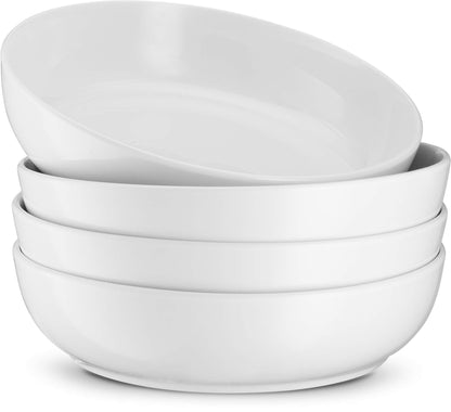KooK Pasta Bowls, For Soups & Salads, Set of 4, 40 oz, White