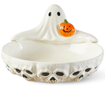 Metahom 8 Inch Halloween Candy Dish, Ceramic Pumpkin Candy Bowl, 28 Oz