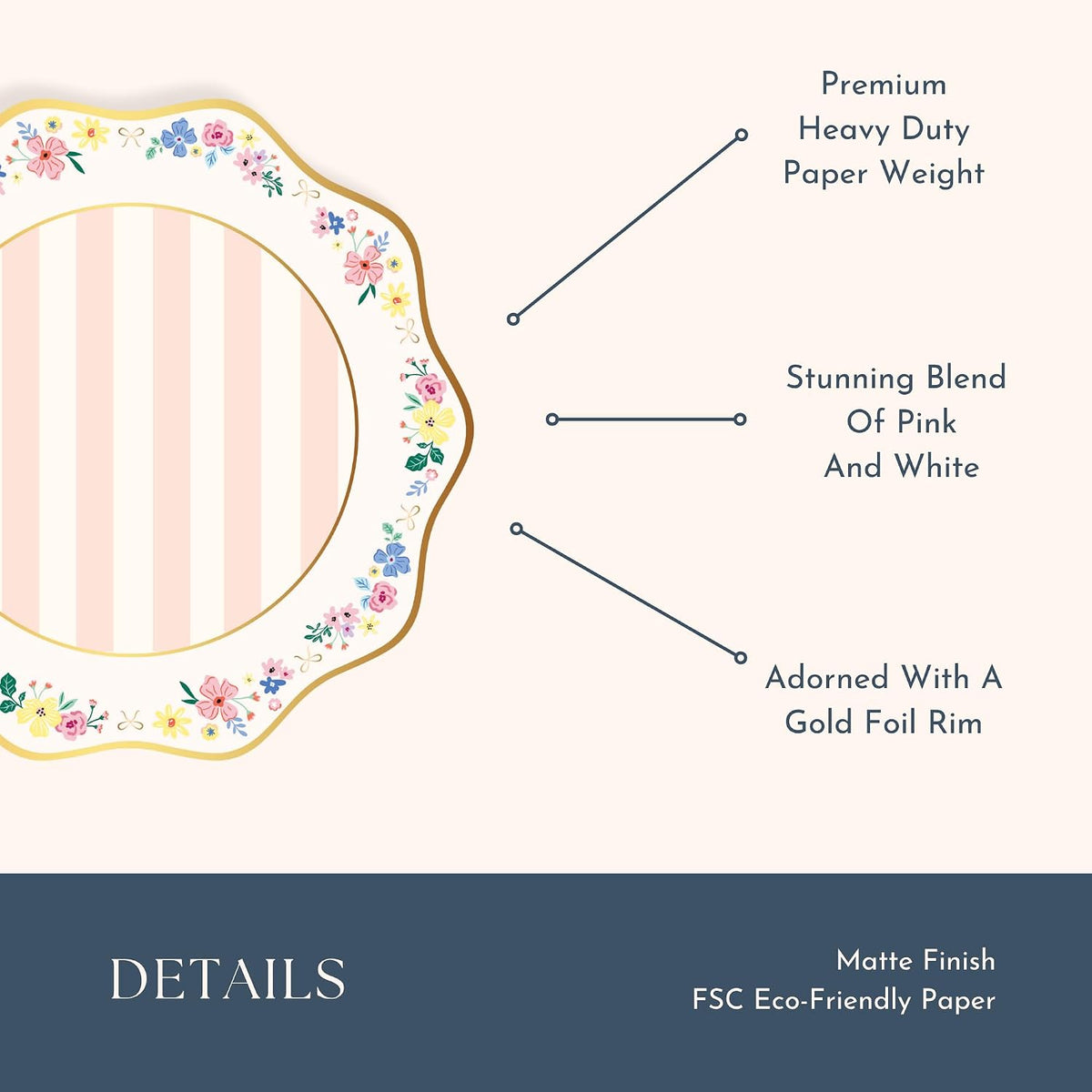 Bonjour Fête Multicolor Elegant Floral Dinner Plates, Pack of 8, 10.75"