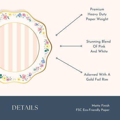 Bonjour Fête Multicolor Elegant Floral Dinner Plates, Pack of 8, 10.75"