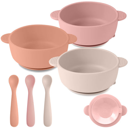Eascrozn 3 Pack Baby Bowls with Suction and 3 Pack Baby Spoons, BPA Free