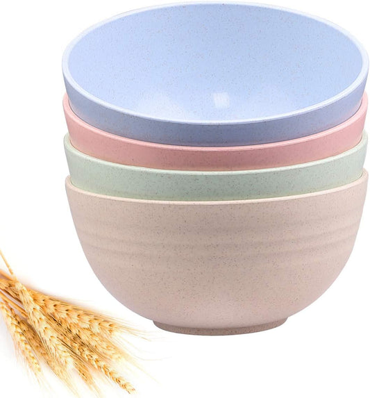 DUOLUV Unbreakable Cereal Bowls - Wheat Straw Fiber Lightweight Bowl Sets 4 - Dishwasher & Microwave Safe - for,Rice,Soup Bowls (24 OZ)