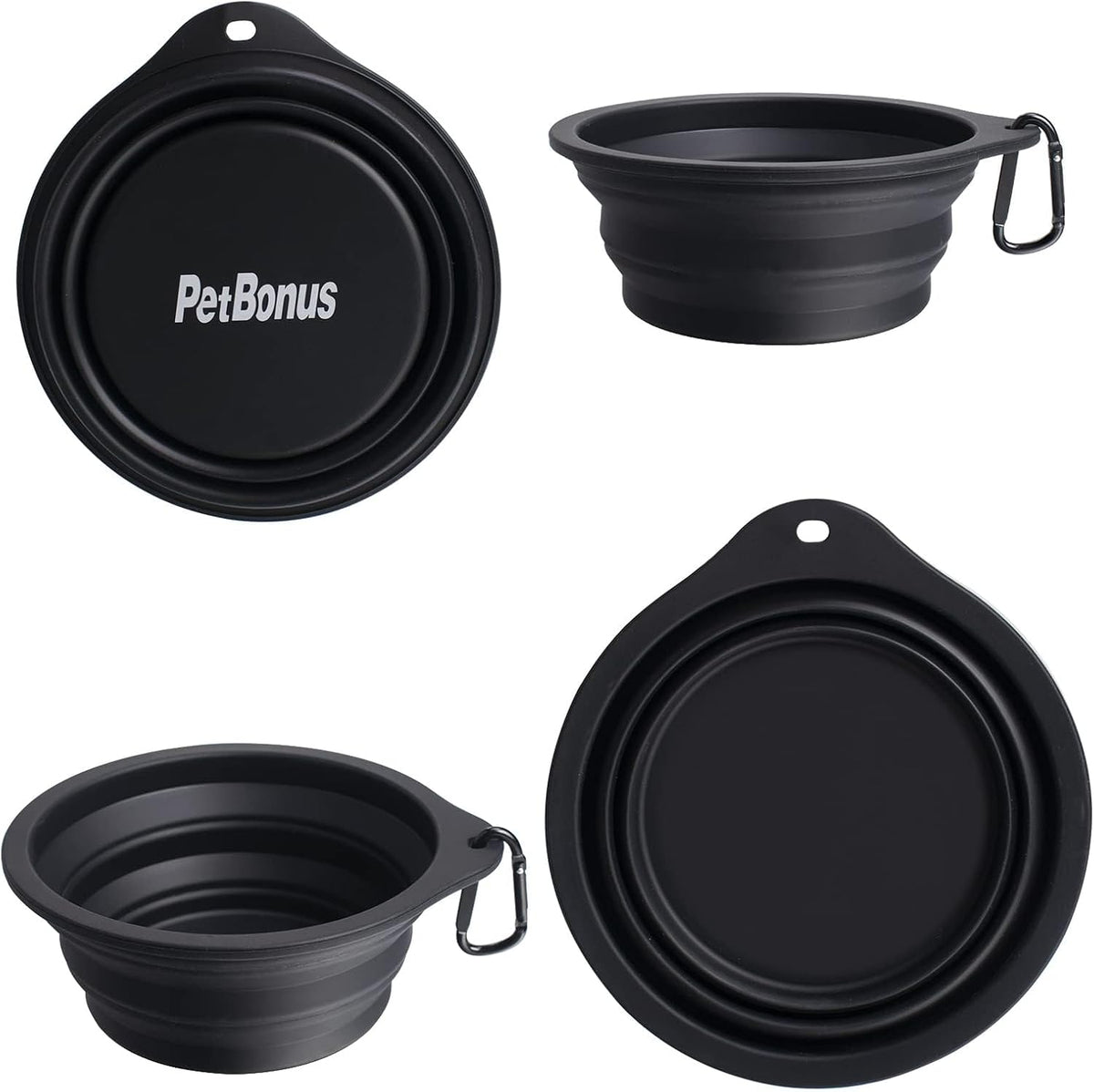 PetBonus 2-Pack Collapsible Dog Bowls, Portable Travel Dog Water Food Bowls