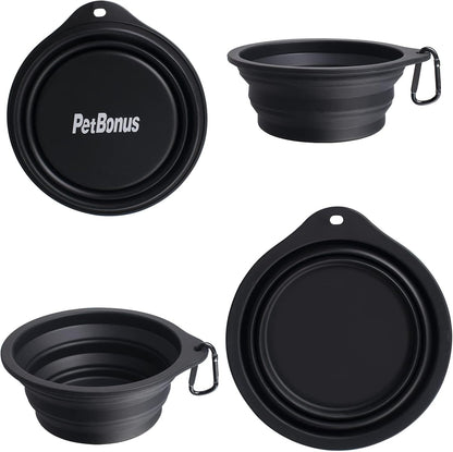 PetBonus 2-Pack Collapsible Dog Bowls, Portable Travel Dog Water Food Bowls