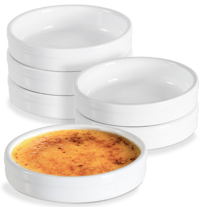ONEMORE 4 oz Ramekins Oven Safe, Ceramic Ramekins for Creme Brulee, Custard, Pudding, Souffle, Blue Shallow Ramekin Dishes, Small Porcelain Ramekin Set of 6 for Baking & Serving