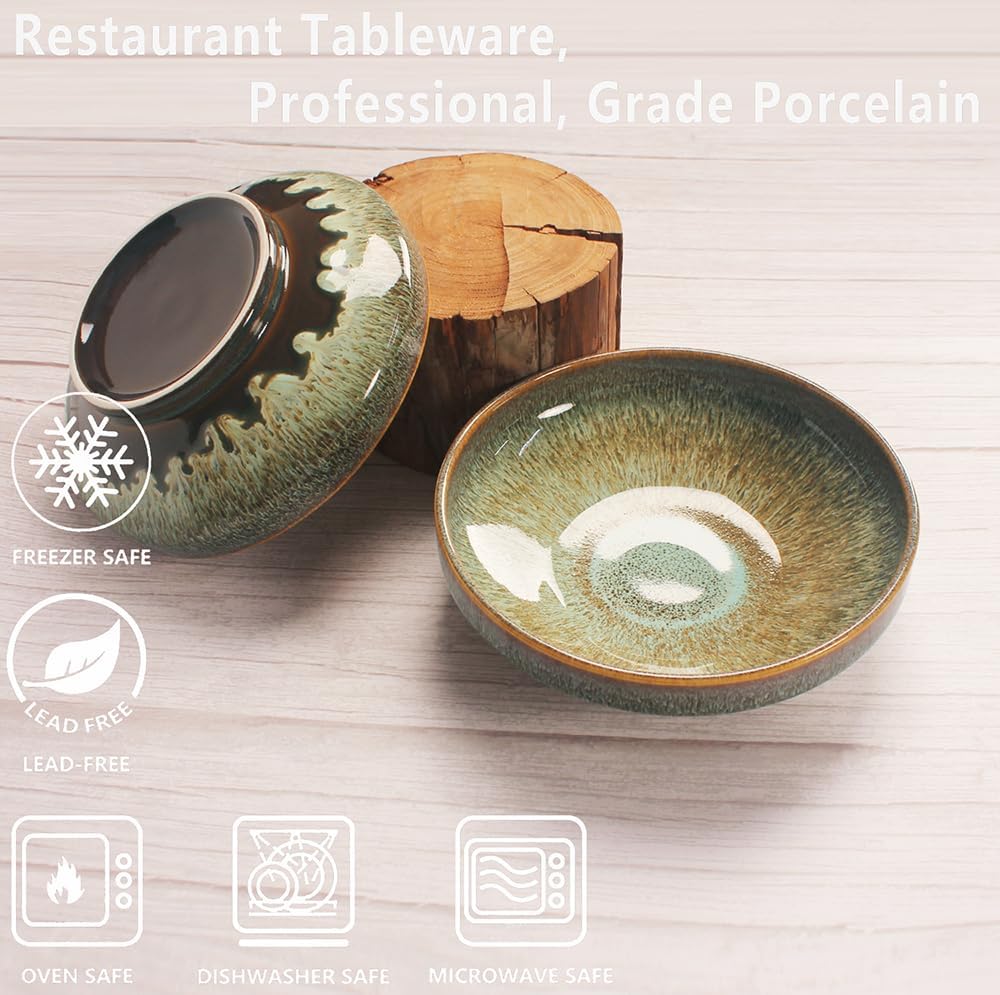 Soup bowl Soup plate Large Pasta Bowls 47 ounce, Set of 2, Serving,Salad,Dinner,deep Plate/Wide Bowl,Microwave, Oven, Dishwasher Safe Kitchen Dinnerware (Brown 9.8 inch)