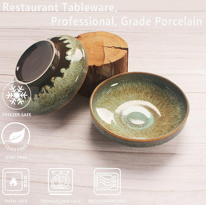 Soup bowl Soup plate Large Pasta Bowls 47 ounce, Set of 2, Serving,Salad,Dinner,deep Plate/Wide Bowl,Microwave, Oven, Dishwasher Safe Kitchen Dinnerware (Brown 9.8 inch)