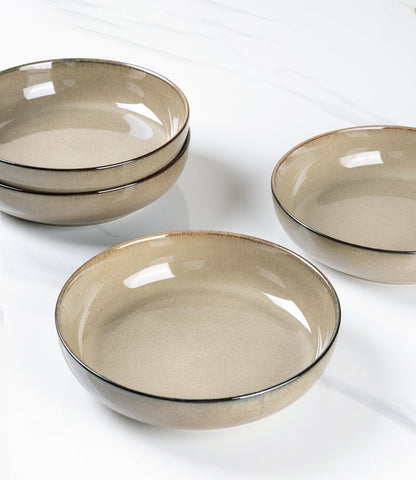 GBhome 8.75'' Large Ceramic Pasta Bowls, 38oz Stoneware Pasta Serving Bowls Set of 4 for Kitchen, Wide Bowls for Fruit,Pasta,Salad,Oatmeal,Meal, Microwave Safe, Reactive Glaze
