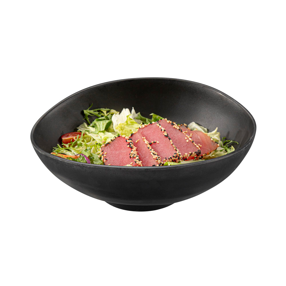 Restaurantware Voga 44 Ounce Serving Bowls 2 Premium Dinner Bowls - Top Rack Dishwashable Unique Black Melamine Salad Bowls Serve Hot And Cold Foods For Parties Or Events