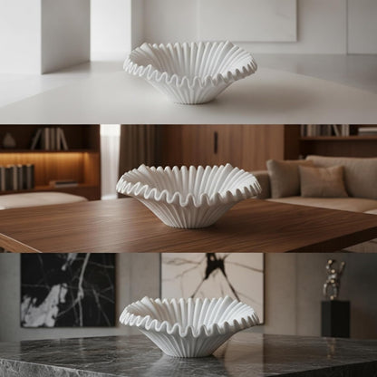 Resin Candy Tray Decorative Bowl Dish Platter With Shallow Wide Opening And Ribbed Sides Surface For Snacks Keys Or Jewelry suitable for dining table, Red, Small 27.5 27.5 10cm