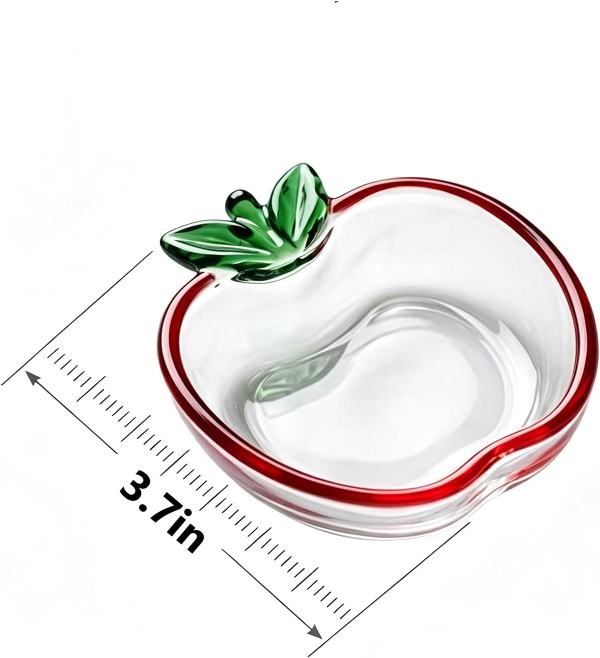 Apple Shaped Glass Sauce Dishes, Small Glass Bowls for Dipping, Dessert, Snacks, Condiments, Cute Glassware for Home Kitchen, Party, Dinner (1)