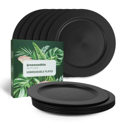 10inch/6pcs Dishwasher & Microwave Safe Wheat Straw Plates - Lightweight Reusable Unbreakable Dinner Plates, Non-toxin, BPA Free and Healthy for Kids & Adults