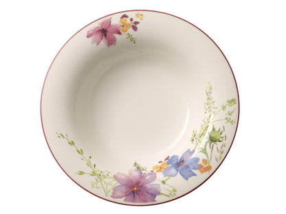 Villeroy & Boch Mariefleur Basic Rim Soup, 9 in, Premium Porcelain, White/Multicolored