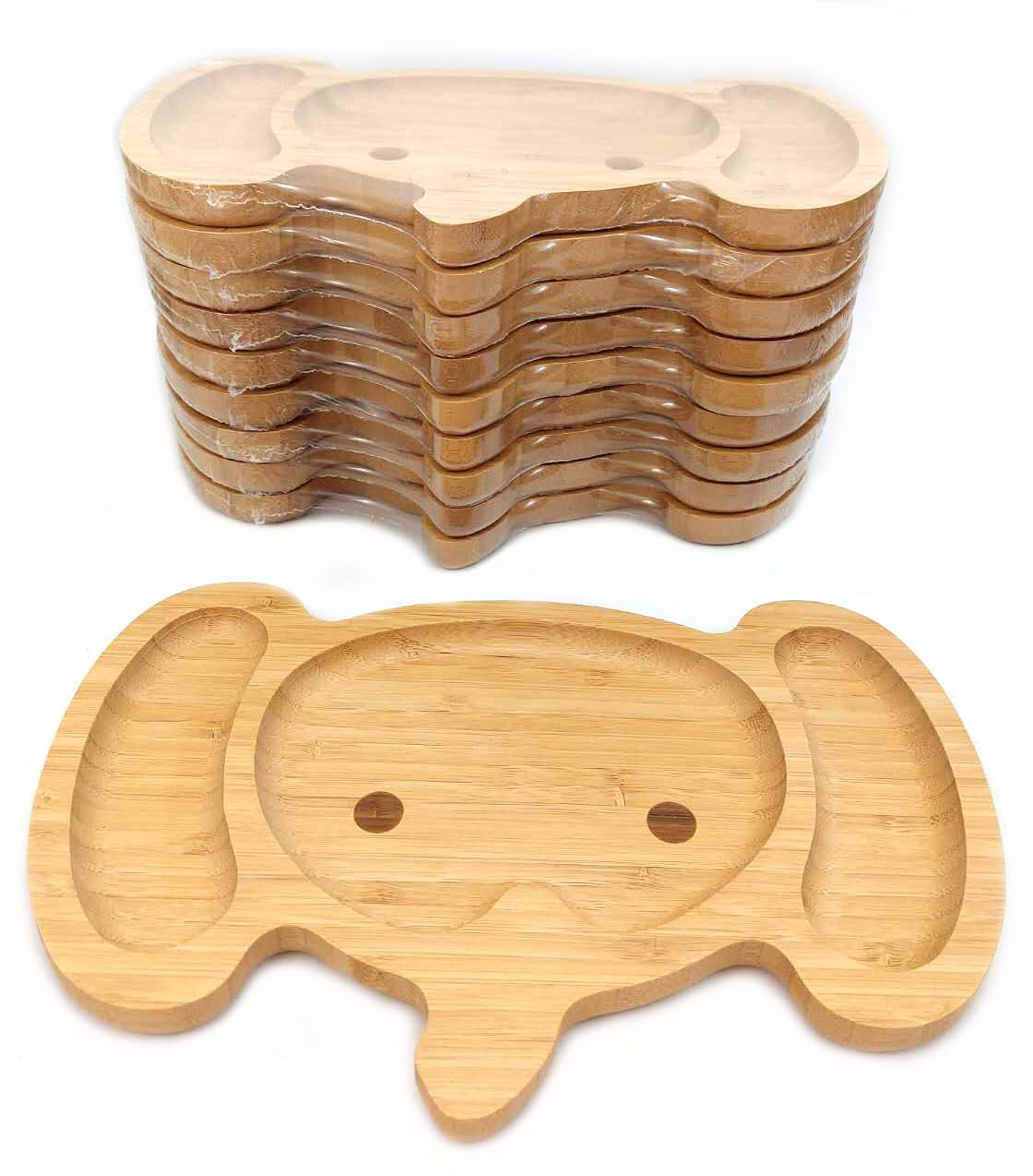 JB Home Collection 4572, Bamboo Cat Shape Food Plate for Snacks Appetizer Fruit Vegetable | Food Platter | Picnic Kitchen Party | Eco-Friendly Plates, 7"x6.5", Cat Face, 1 Pack